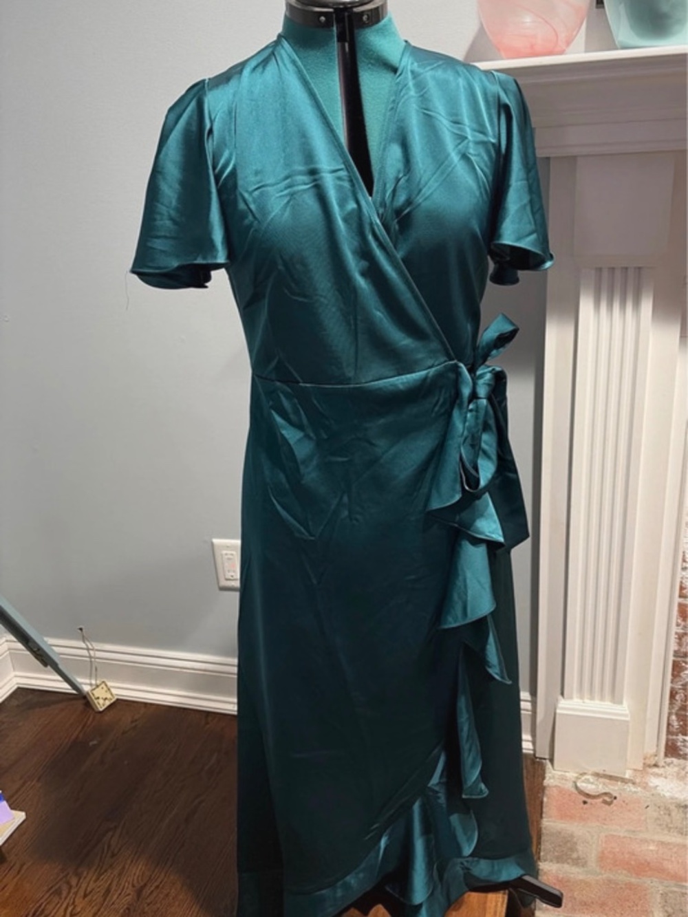 Teal wrap cocktail dress